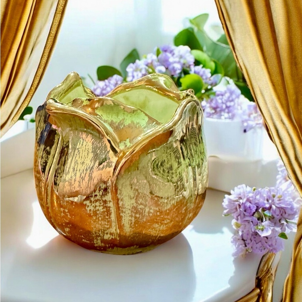 Rare Stangl Pottery MCM Avocado Green 24k Hand Painted Vase - Picture 14 of 15